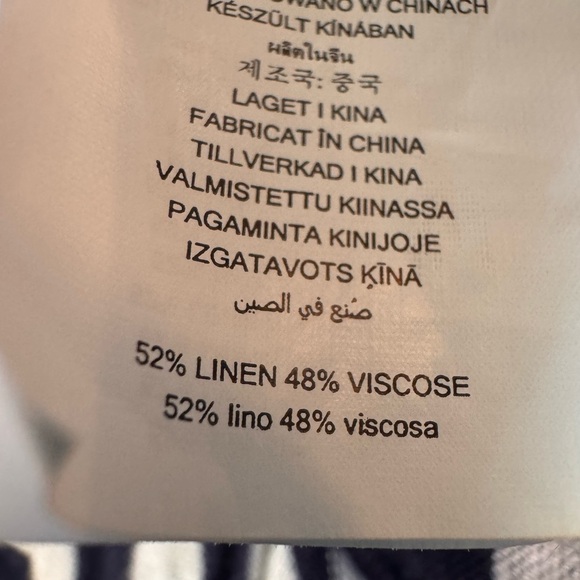 Michael Kors, Linen Blend, Navy and White Striped Wrap Top - Picture 9 of 9